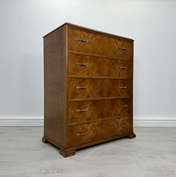 Art Deco Walnut Chest Of Drawers - Image 5