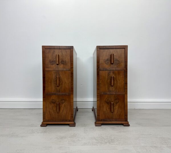 Art Deco Walnut Bedside Tables - Image 2