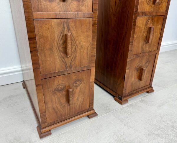Art Deco Walnut Bedside Tables - Image 4