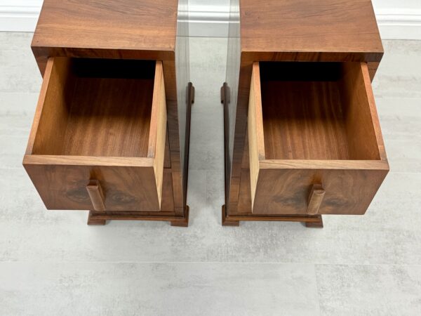 Art Deco Walnut Bedside Tables - Image 9