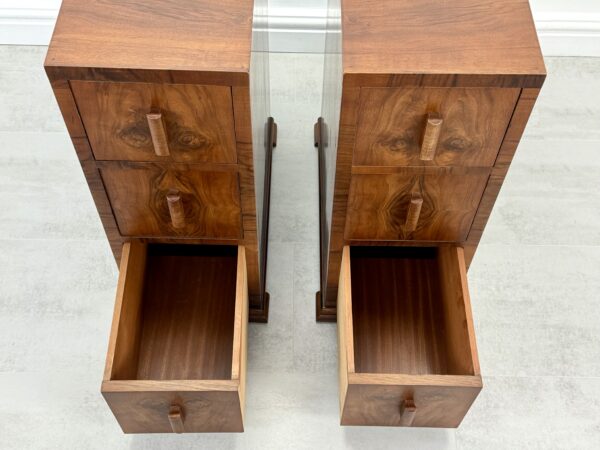 Art Deco Walnut Bedside Tables - Image 11