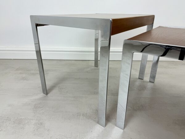 Merrow Associates teak and chrome nest of tables - Image 10