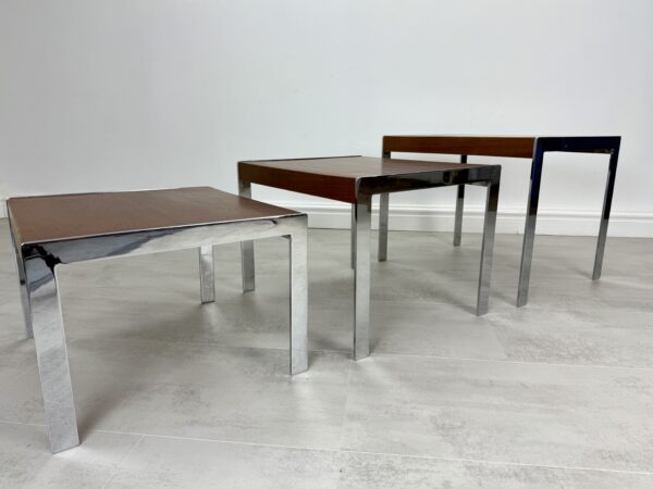 Merrow Associates teak and chrome nest of tables - Image 9