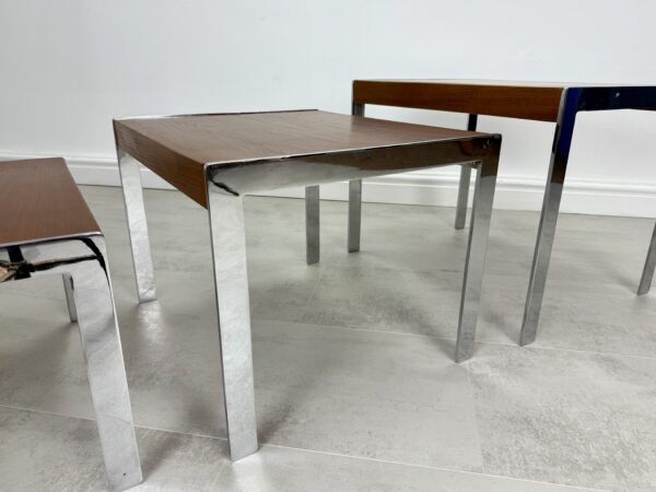 Merrow Associates teak and chrome nest of tables - Image 8