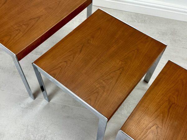 Merrow Associates teak and chrome nest of tables - Image 5