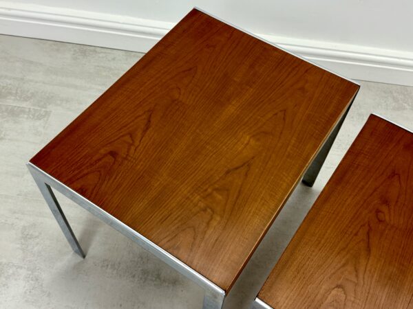 Merrow Associates teak and chrome nest of tables - Image 4