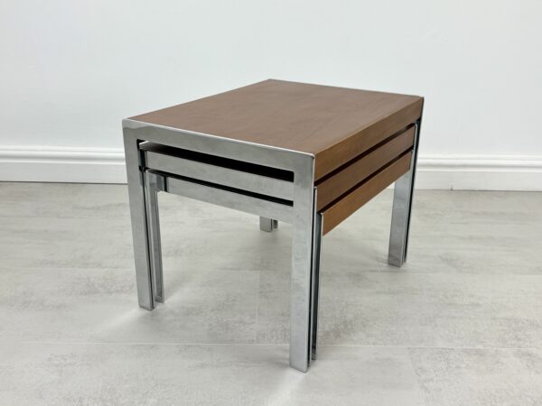 Merrow Associates teak and chrome nest of tables - Image 3