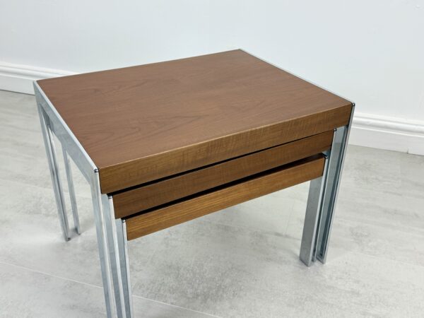 Merrow Associates teak and chrome nest of tables - Image 2